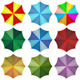 Multi colored beach umbrellas. Vector illustration.