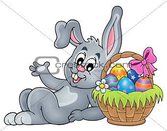 Basket with eggs and Easter bunny 2