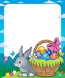 Frame with Easter basket and bunny 1
