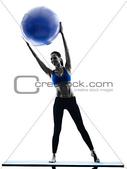 woman pilates ball exercises fitness isolated
