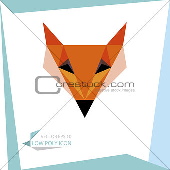 low poly animal icon. vector fox