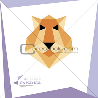low poly animal icon. vector lion