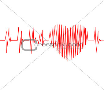 Cardiogram pulse trace and heart concept