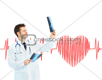 Medical doctor looking at a x-ray image in the office