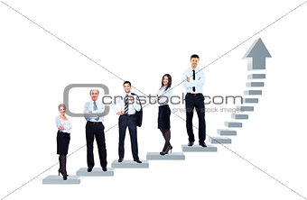 business team is standing on a graph