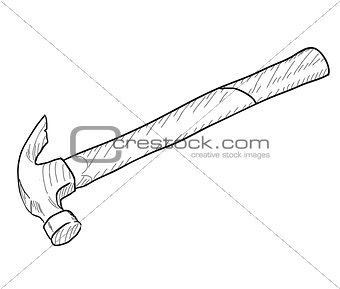 Hand-drawn hammer on white background. EPS8 vector