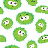 Seamless pattern bacteria with monster face. Vector background with cartoon funny germs, cute monsters