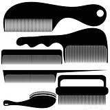 Set of Different Combs Silhouettes