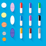 Set of Different Colorful Pills