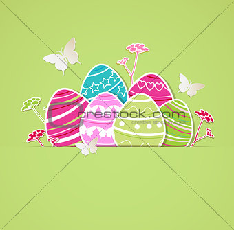 Eggs on a green background
