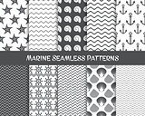 Sea and marine seamless patterns