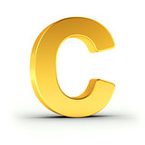 The letter C as a polished golden object with clipping path