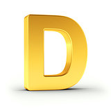 The letter D as a polished golden object with clipping path