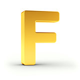 The letter F as a polished golden object with clipping path