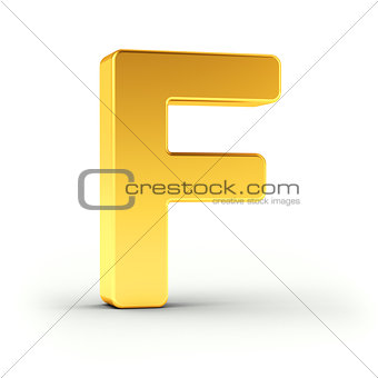 The letter F as a polished golden object with clipping path