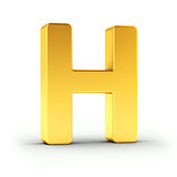 The letter H as a polished golden object with clipping path
