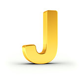 The letter J as a polished golden object with clipping path