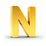 The letter N as a polished golden object with clipping path