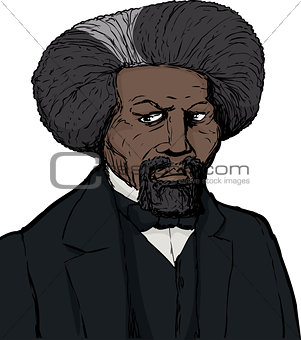 Frederick Douglass Sketch in Color Over White