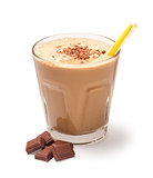 glass chocolate smoothie isolated