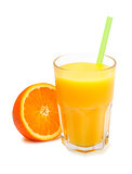 glass of freshly pressed orange juice isolated
