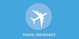 travel insurance blue icon aeroplane