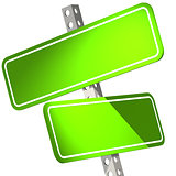 Green two road sign isolated