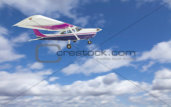 The Cessna 172 Single Propeller Airplane Flying In Sky
