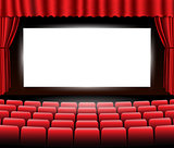 Cinema or theater scene with a curtain. Vector.