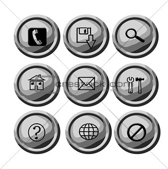 Grey circular buttons for web
