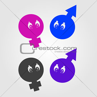 Gender symbols with eyes