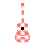 Guitar with red gingham pattern fabric
