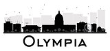 Olympia City skyline black and white silhouette