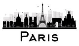 Paris City skyline black and white silhouette