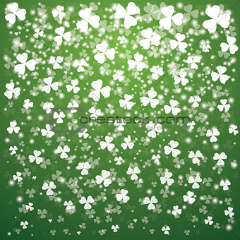 St. Patrick's Day Background with lights and transparent clover 