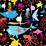 Seamless graphic pattern of marine life