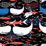 Seamless pattern of bright fish 