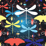 Graphic pattern different insects 