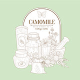 Vintage Sketch With Camomile Cosmetics