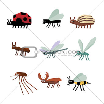 Collection of insects cartoon