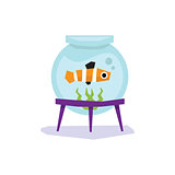 Goldfish in Aquarium, Vector Illustration