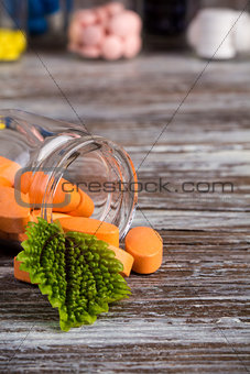Alternative medicine pills in glass container