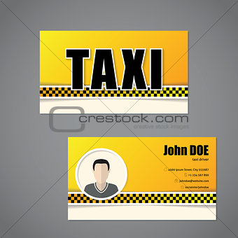 Taxi business card template with driver photo