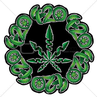 Marijuana green leaf symbol stamps vector illustration