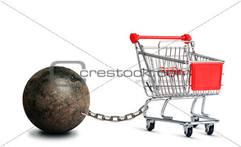 Shopping cart with iron ball