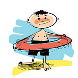 Boy with swimming circle