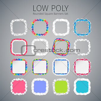 Low Poly Rounded Square Banners Set