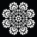 Polish round white folk art pattern - Wzory Lowickie, Wycinanka