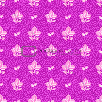 Pink Flowers on Purple Seamless Background
