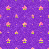 Pink Flowers on Purple Seamless Background